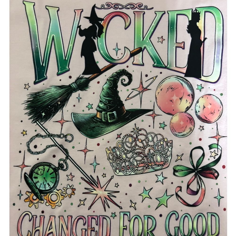 Wicked Graphic Tee Shirt Women XL Pink Changed For Good NWOT